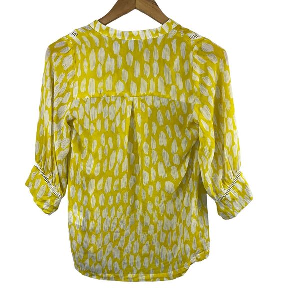 Anthropologie Dolan Yellow Semi Sheer Silk Blouse Size XS Pop Over - Picture 8 of 12